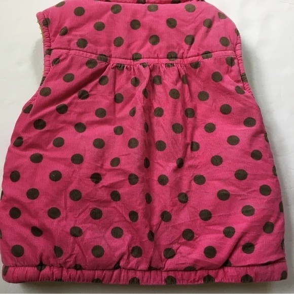 Carter's Toddler Girls Pink Polka Dot Cotton Corduroy Thick Winter Puffer Vest - Picture 8 of 13